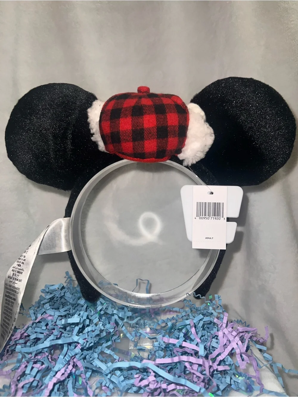 Authentic Disney Parks Buffalo Plaid Hat Mickey Minnie Ear Headband NWT